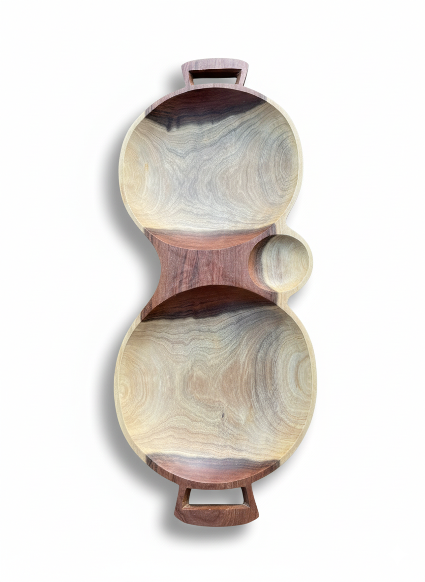 Wooden Double Bowl