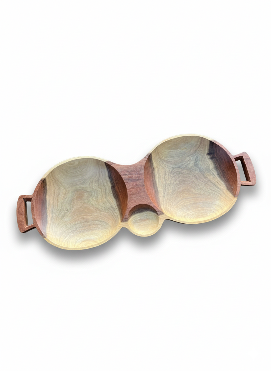 Wooden Double Bowl